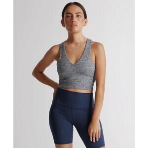 QUINCE Heather Grey Ultra-Soft V-Neck Cropped Tank Size XSmall